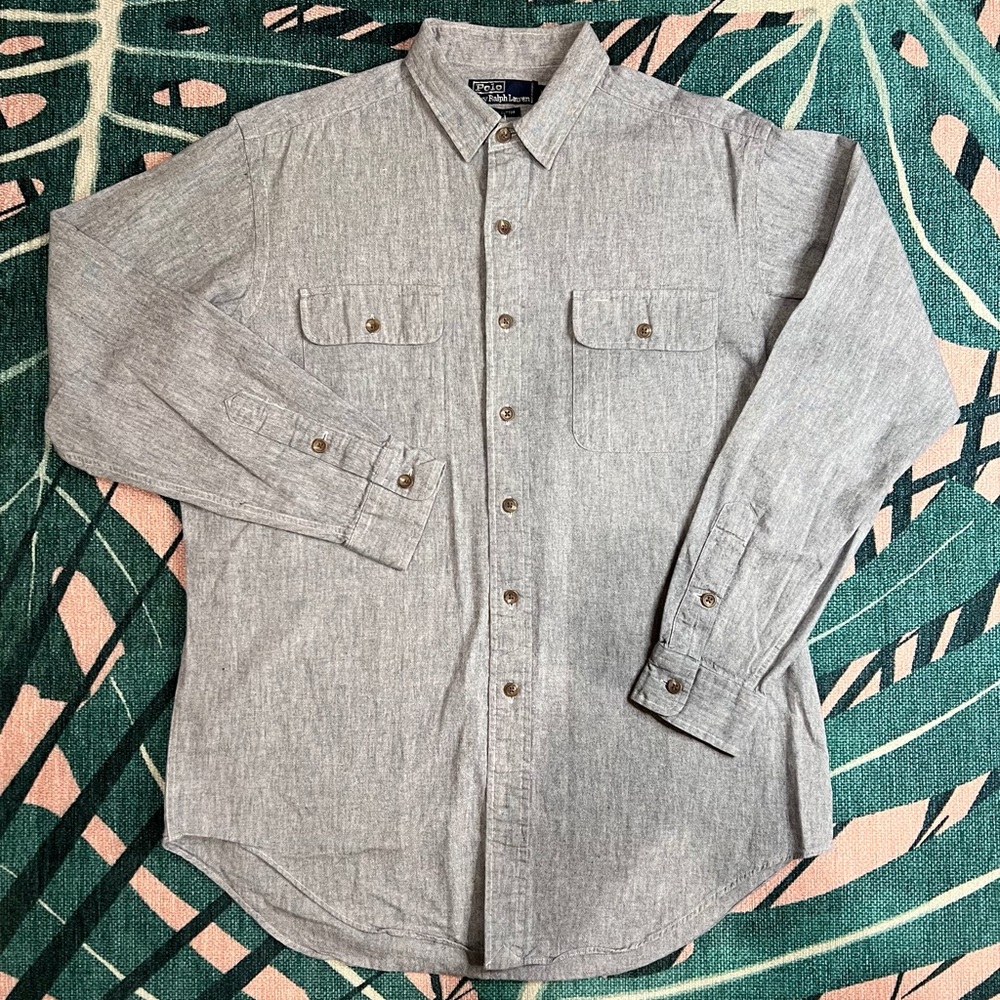Vintage 80’s Polo By Ralph Lauren Chambray Button Up Shirt